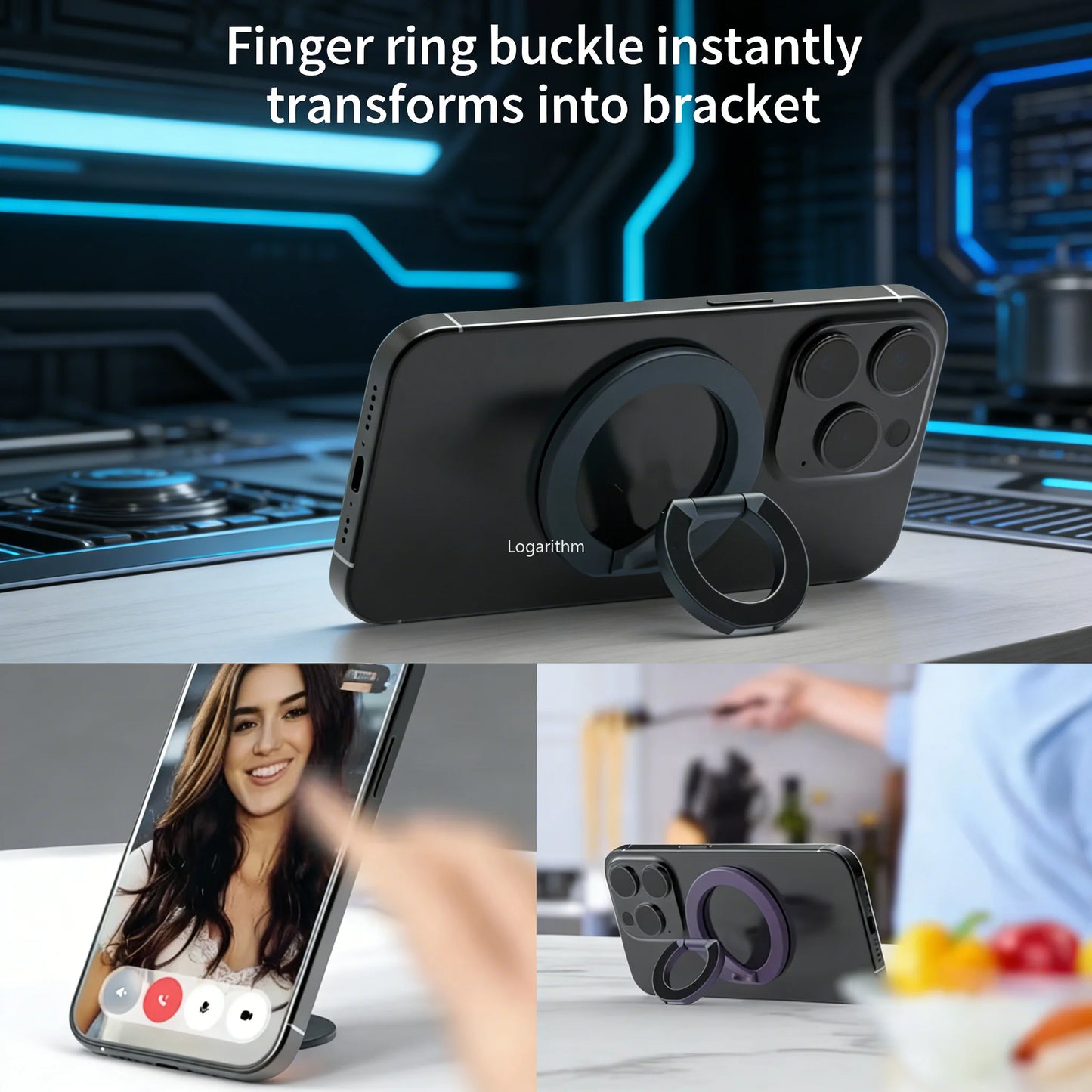 2026 New Magnetic Phone Ring Holder 360° Rotation Foldable Stand Double Sided Strong Magnet For Magsafe iPhone Samsung Holder