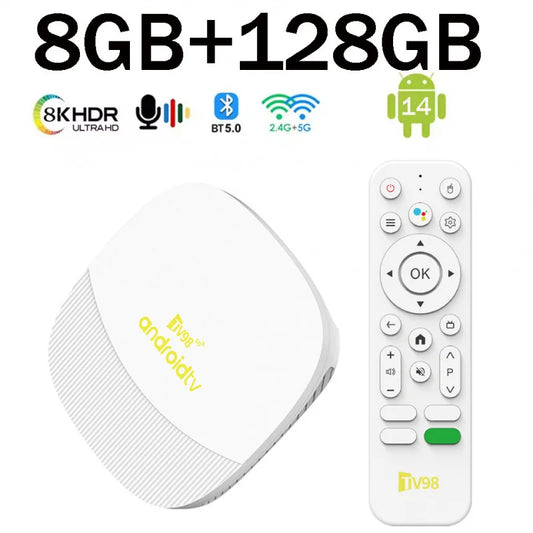 Box Android TV TV98 Max 4K 8K – Android 14, WiFi 6, 8Go/128Go, Contrôle Vocal