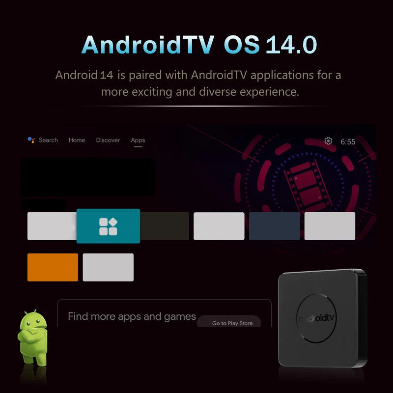Q10 Android14 Smart TV Box 8K HDR10+ Q96 Allwinner H313 128G Dual Wifi BT5.0 Set Top Box Media Player Goog Voice Assistant IPTV