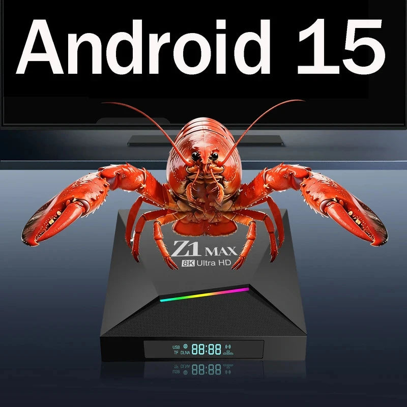 TV Box Z1 Max Ai Smart Android 15 HD 8K 4K BT5.2 Allwinner H618 Quad Core 5G 4G Wifi6 Voice Assistant OpenClaw Player 8GB 128GB