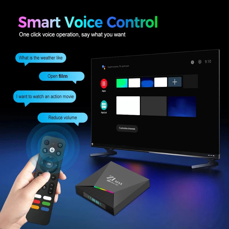 TV Box Z1 Max Ai Smart Android 15 HD 8K 4K BT5.2 Allwinner H618 Quad Core 5G 4G Wifi6 Voice Assistant OpenClaw Player 8GB 128GB
