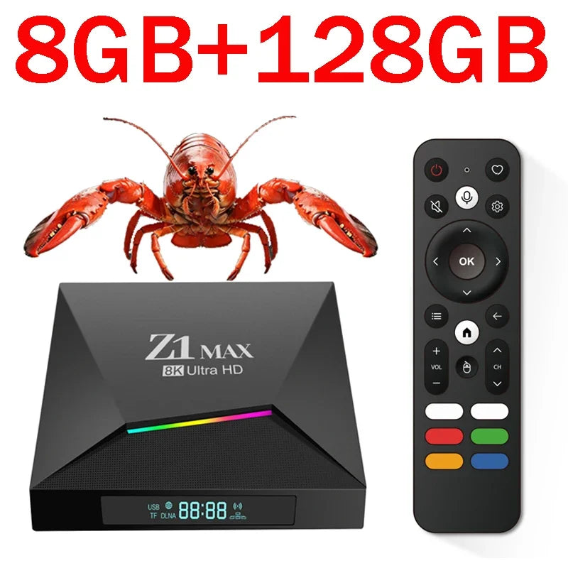 TV Box Z1 Max Ai Smart Android 15 HD 8K 4K BT5.2 Allwinner H618 Quad Core 5G 4G Wifi6 Voice Assistant OpenClaw Player 8GB 128GB